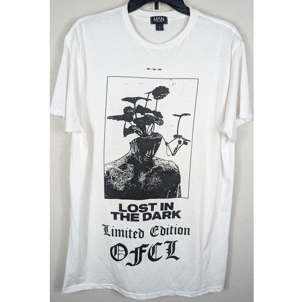 BoohooMAN Lost in the Dark Limited Edition OFCL White Graphic T-Shirt Mens Small